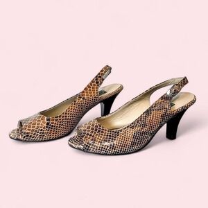Just‎ Cavalli Snakeskin Print Slingback Heels 🐍🤎